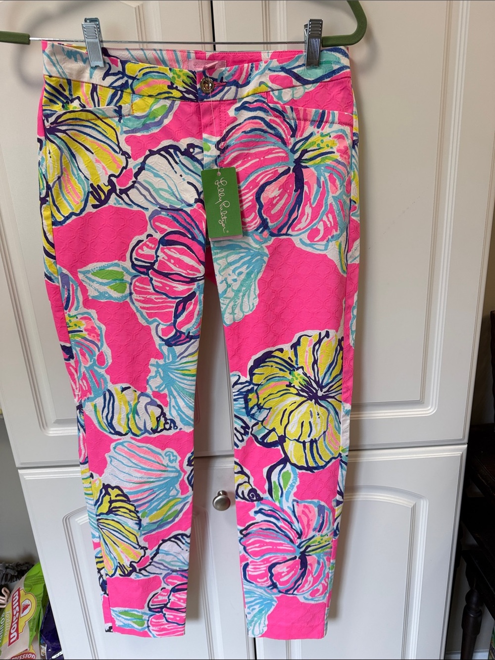 NWT Size 2 Lilly Pulitzer Royal Pink Tropical Floral skinny ankle pant